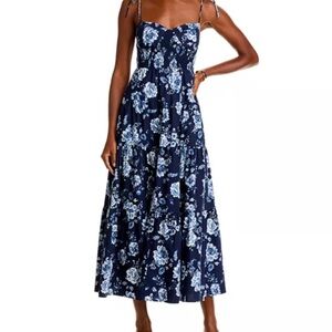 Floral Blue Tiered Maxi Dress